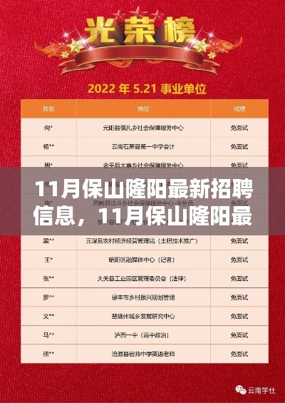 11月保山隆阳最新招聘信息全面解析与介绍