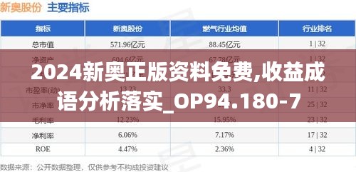 2024新奥正版资料免费,收益成语分析落实_OP94.180-7