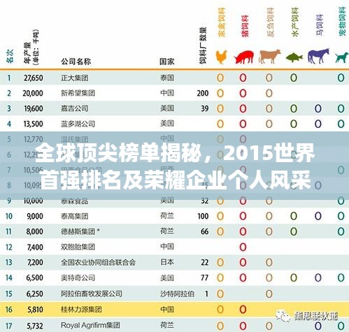 全球顶尖榜单揭秘，2015世界首强排名及荣耀企业个人风采展示