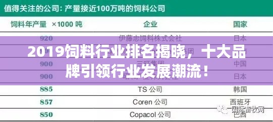 2019饲料行业排名揭晓，十大品牌引领行业发展潮流！