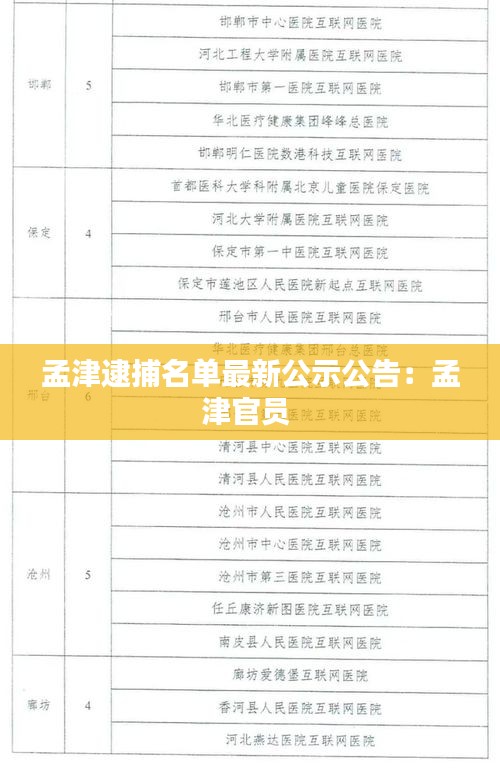 孟津逮捕名单最新公示公告：孟津官员 