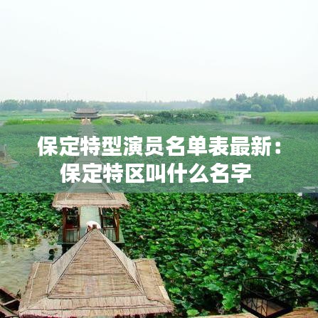 保定特型演员名单表最新：保定特区叫什么名字 