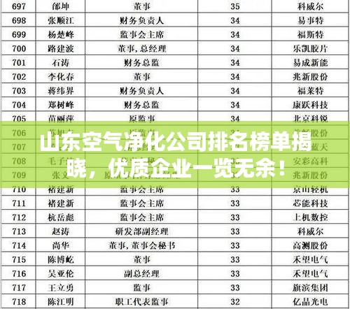 山东空气净化公司排名榜单揭晓，优质企业一览无余！