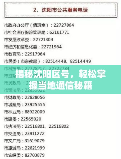 揭秘沈阳区号，轻松掌握当地通信秘籍