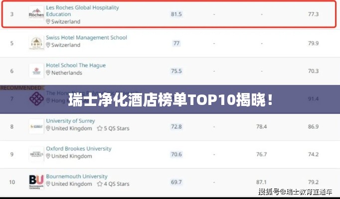 瑞士净化酒店榜单TOP10揭晓！